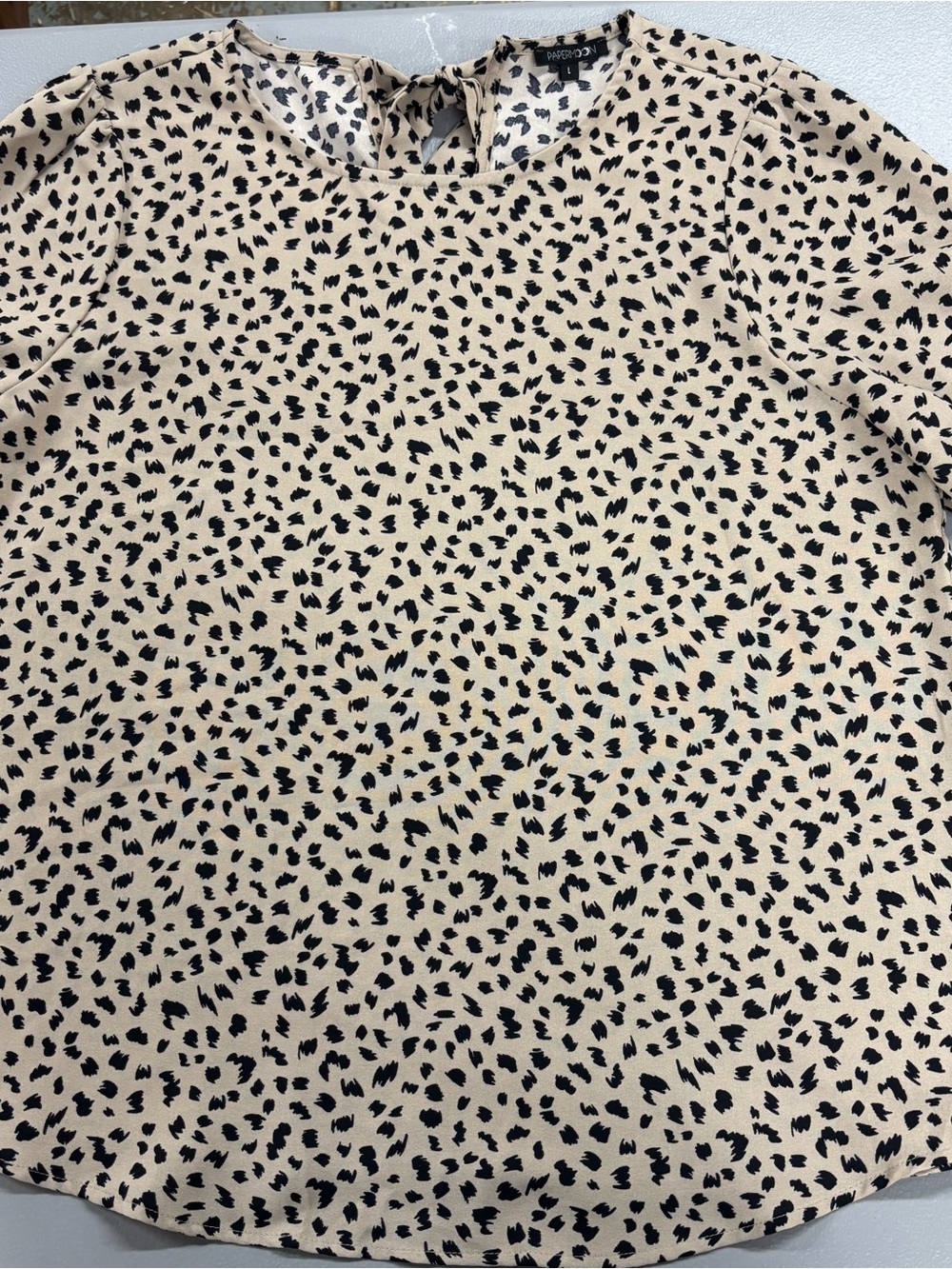 Papermoon Black and Cream Leopard-Print Blouse